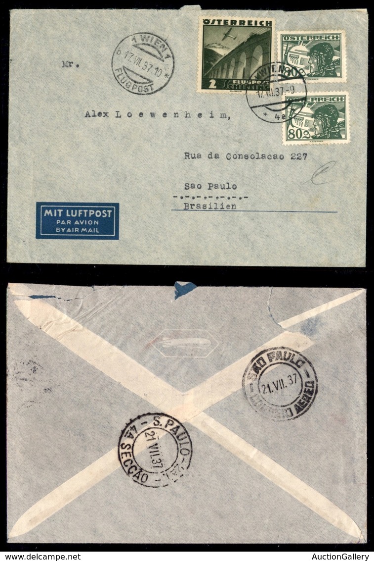 POSTA AEREA - AEROGRAMMI - PRIMI VOLI - AUSTRIA - 1937 (17 Luglio) - Aerogramma Da Vienna A San Paolo - Andere & Zonder Classificatie