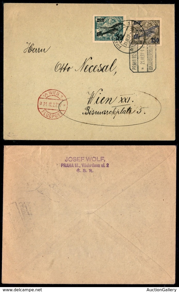 POSTA AEREA - AEROGRAMMI - PRIMI VOLI - CECOSLOVACCHIA - 1927 (21 Maggio) - Aerogramma Da Praga A Vienna - Autres & Non Classés