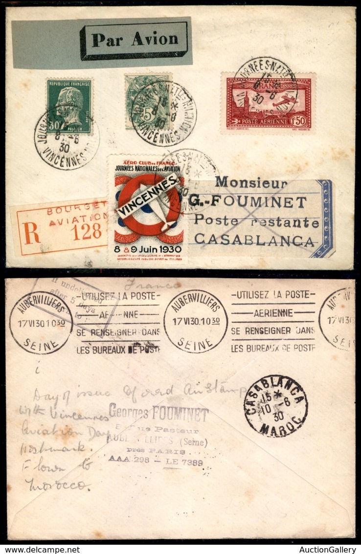 POSTA AEREA - AEROGRAMMI - PRIMI VOLI - FRANCIA - 1930 (8 Giugno) - Vincennes/Giornata Nazionale Dell’Aviazione - Aerogr - Other & Unclassified