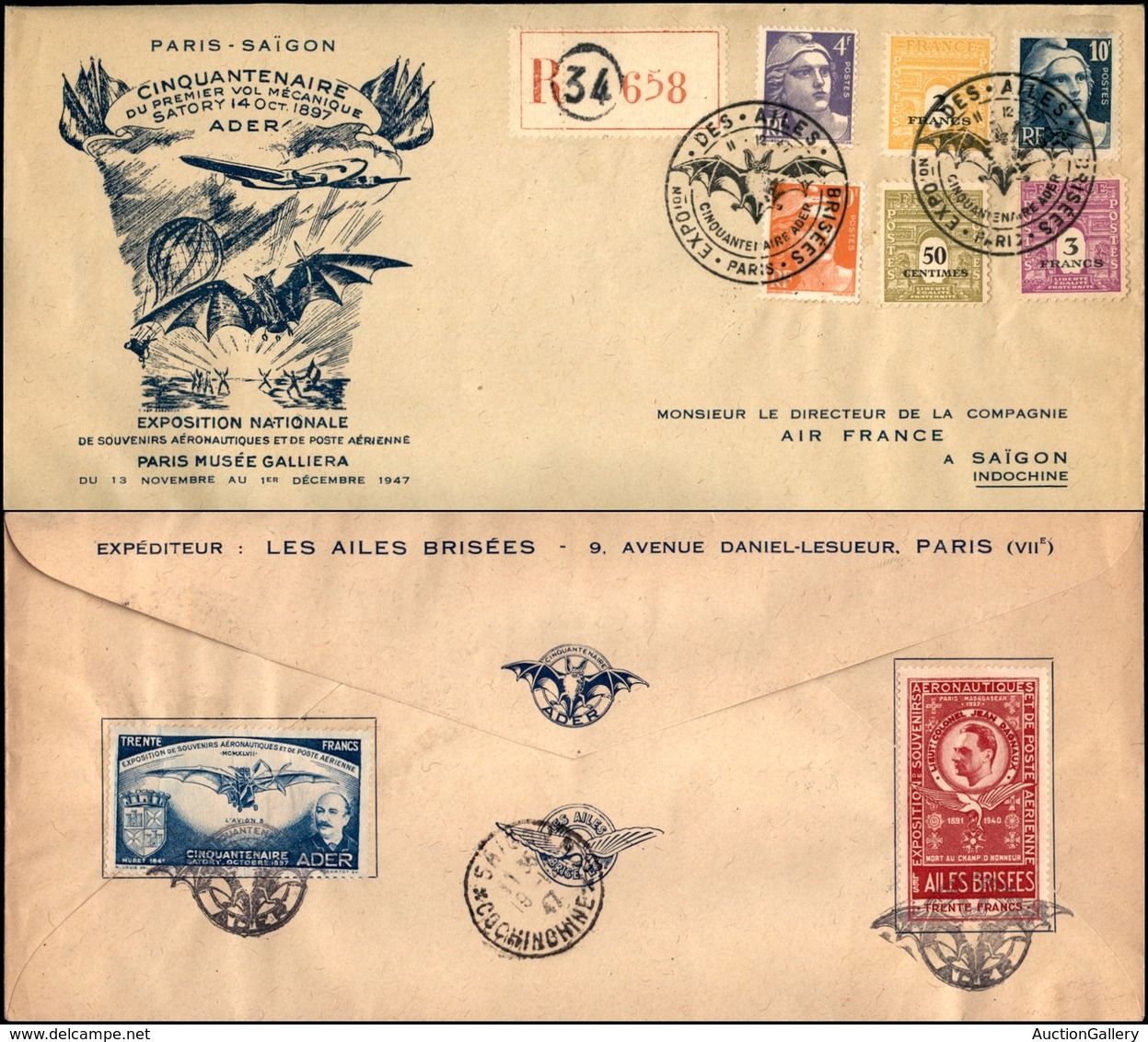 POSTA AEREA - AEROGRAMMI - PRIMI VOLI - FRANCIA - 1947 (11 Dicembre) - Parigi Saigon - Aerogramma Speciale Della Manifes - Sonstige & Ohne Zuordnung