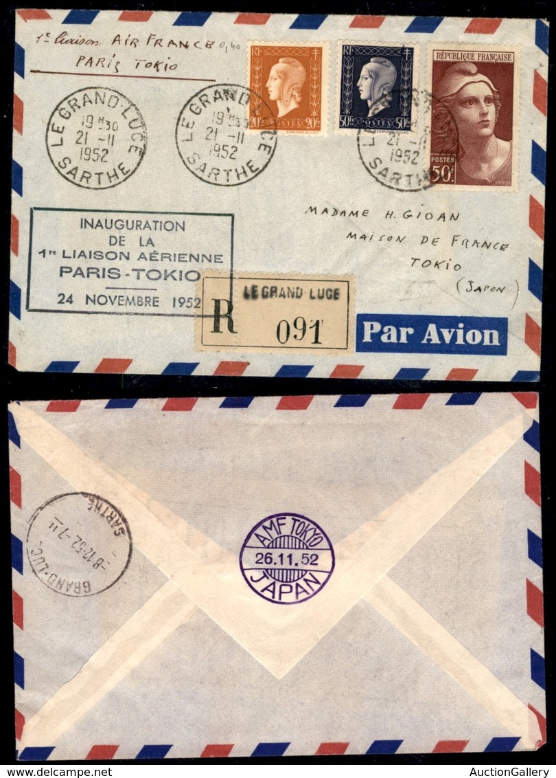 POSTA AEREA - AEROGRAMMI - PRIMI VOLI - FRANCIA - 1952 (24 Novembre) - Parigi Tokyo - Aerogramma Del Volo - Sonstige & Ohne Zuordnung