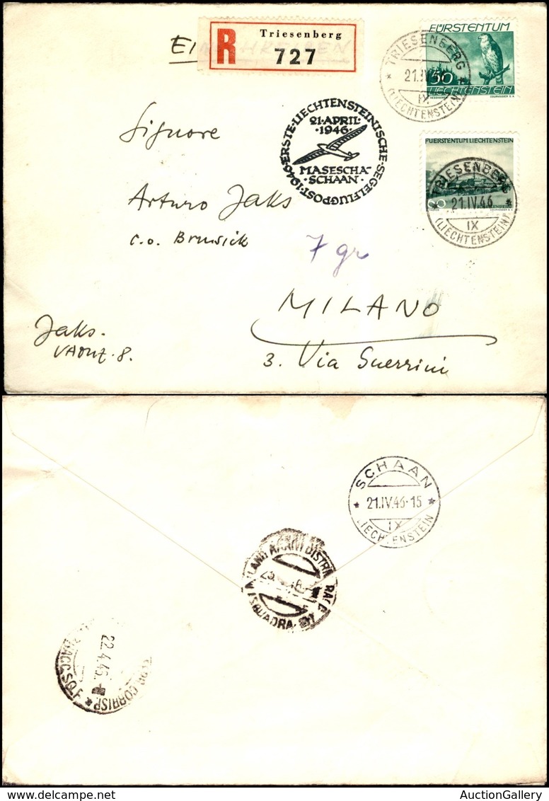 POSTA AEREA - AEROGRAMMI - PRIMI VOLI - LIECHTENSTEIN - 1946 (21 Aprile) - Masescha Schaan - Aerogramma Da Triesenberg A - Other & Unclassified