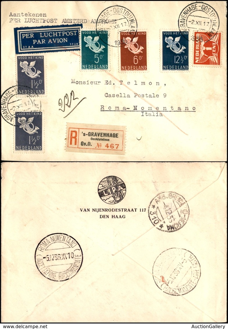 POSTA AEREA - AEROGRAMMI - PRIMI VOLI - OLANDA - 1936 (2 Dicembre) - Aerogramma Raccomandato Da Gravenhage A Roma - Other & Unclassified
