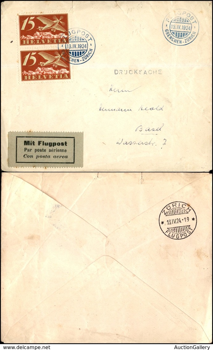 POSTA AEREA - AEROGRAMMI - PRIMI VOLI - SVIZZERA - 1924 (13 Aprile) - Grenchen Zurich - Aerogramma Per Basilea - Andere & Zonder Classificatie