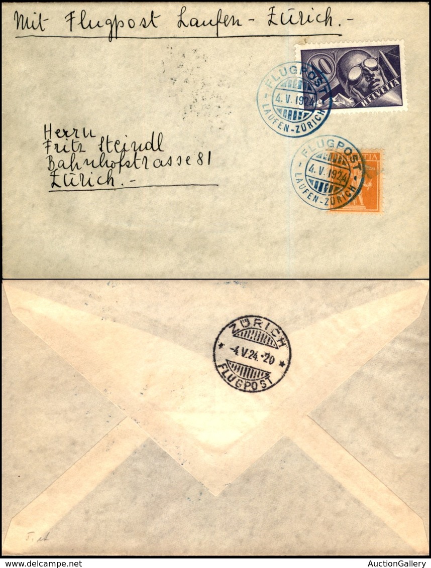 POSTA AEREA - AEROGRAMMI - PRIMI VOLI - SVIZZERA - 1924 (4 Maggio) - Laufen Zurich - Aerogramma Del Volo - Other & Unclassified