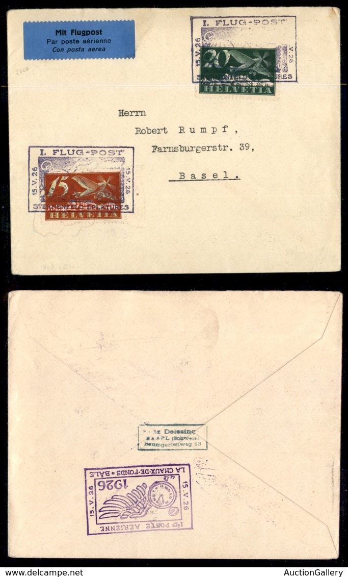 POSTA AEREA - AEROGRAMMI - PRIMI VOLI - SVIZZERA - 1926 (15 Maggio) - Sternenfeld Eplatures - Aerogramma Per Basilea - A - Other & Unclassified