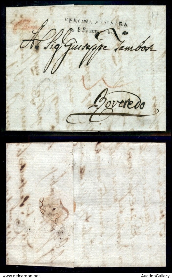 PREFILATELICHE - 1803 (8 Settembre) - Lettera Da Verona A Rovereto - Other & Unclassified