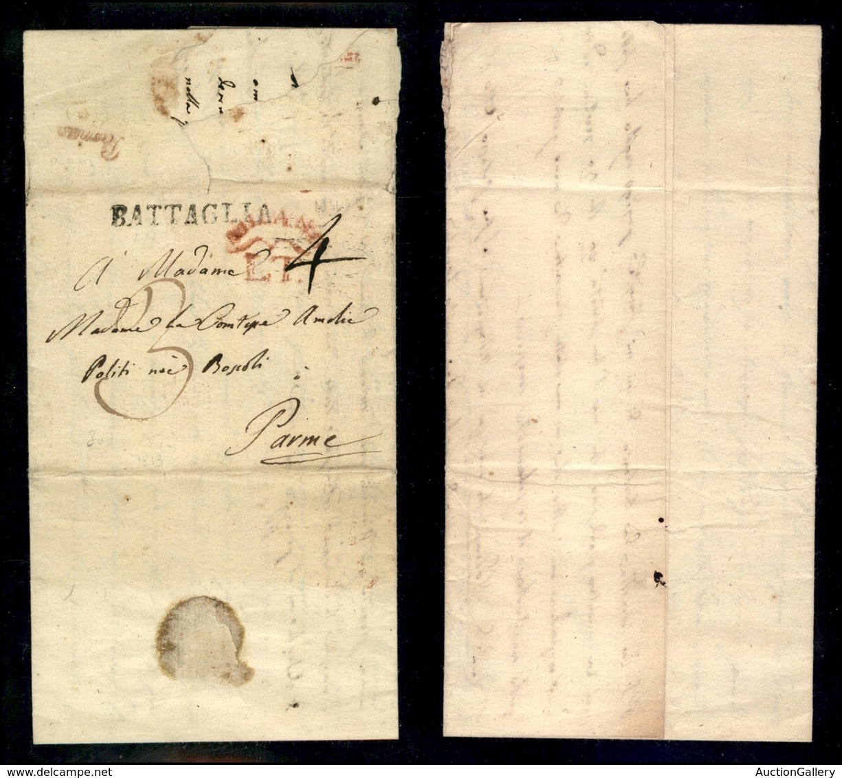 PREFILATELICHE - 1813 (26 Luglio) - Battaglia - Lettera Per Parma - Andere & Zonder Classificatie