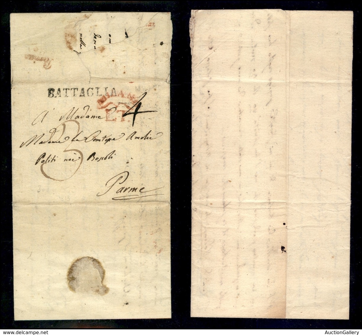 PREFILATELICHE - 1813 (26 Luglio) - Battaglia - Lettera Per Parma - Autres & Non Classés