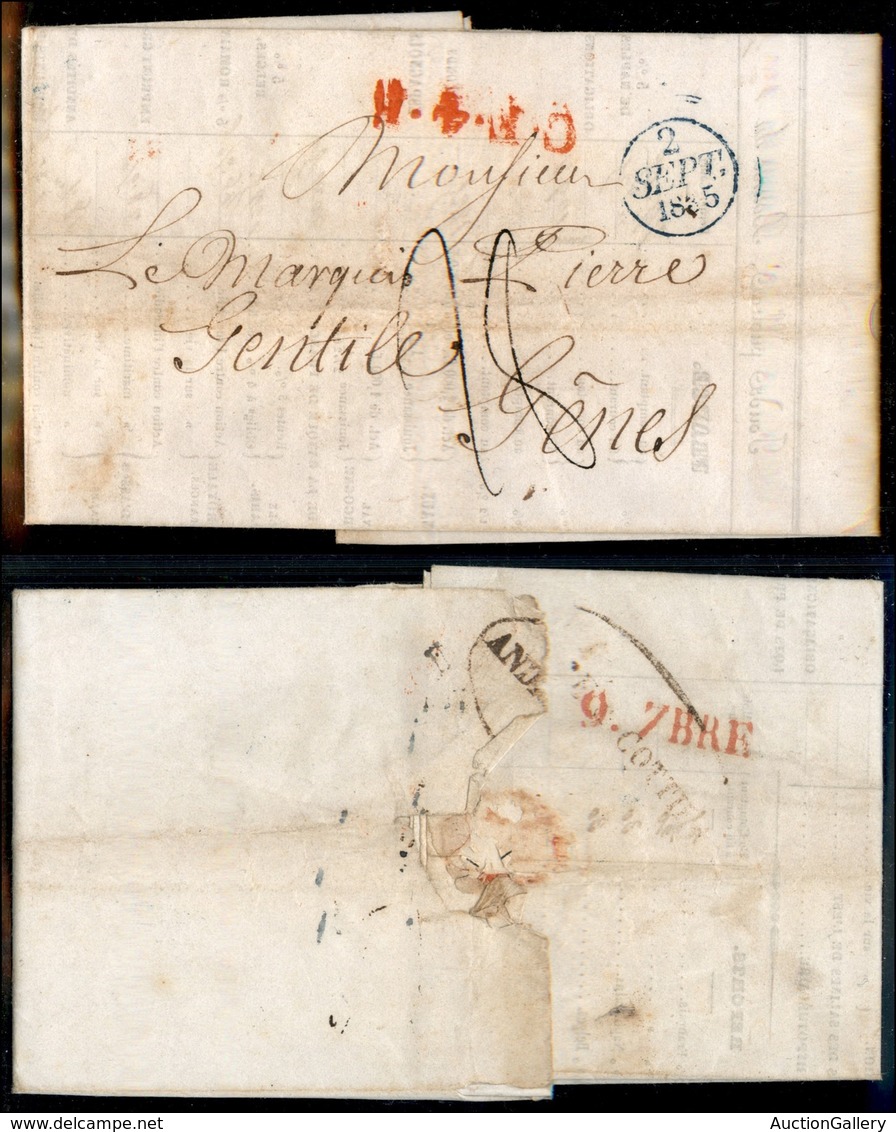 PREFILATELICHE - 1835 (1 Settembre) - Listino Borsa Da Parigi A Genova - Tassato - Autres & Non Classés