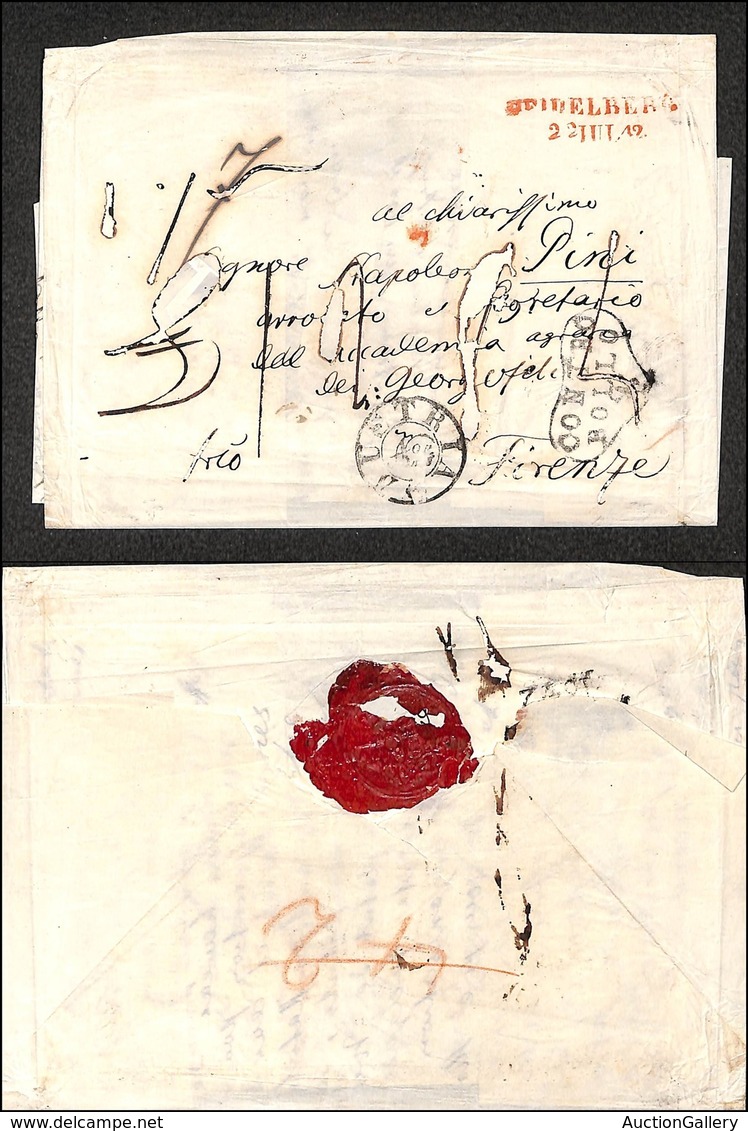 PREFILATELICHE - 1842 (22 Luglio) - Heidelberg - Lettera Per Firenze - Sonstige & Ohne Zuordnung