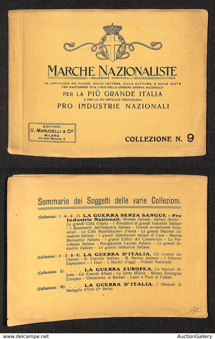 DOCUMENTI - VARIE - CARTOLINE - Marche Nazionaliste Collezione N. 9 - Libretto Originale Completo Del 1917 Delle Etichet - Sonstige & Ohne Zuordnung