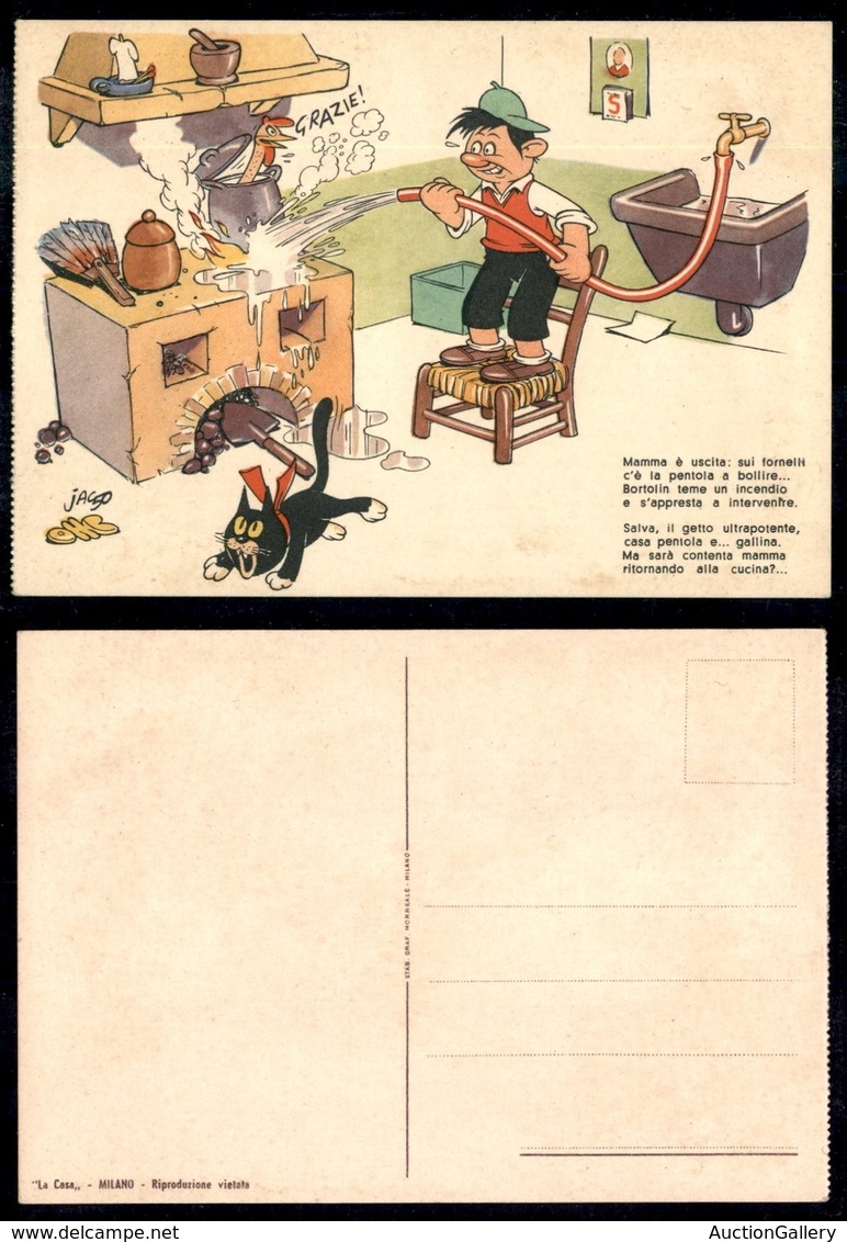 DOCUMENTI - VARIE - CARTOLINE - 1950 - Jacovitti Benito - Prevenzione Incendi - Mamma è Uscita - Nuova - Autres & Non Classés