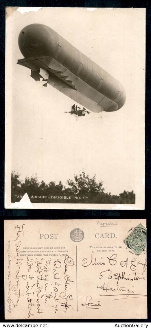 DOCUMENTI - VARIE - CARTOLINE - Nulli Secondus Airship Dirigible N.1 - Hastings 1.10.08 - Piccole Screpolature - Autres & Non Classés