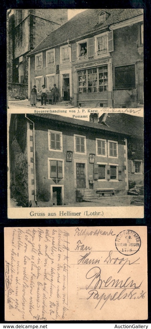 DOCUMENTI - VARIE - CARTOLINE - Francia - Gruss Aus Hellimer - Feld-Postexpead K.B.I. Reserve Division 17.8.14 - Sonstige & Ohne Zuordnung