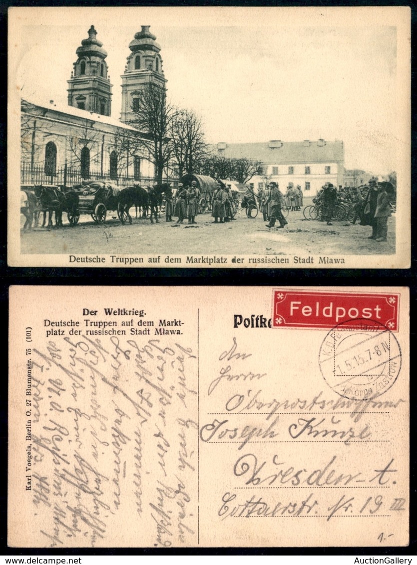 DOCUMENTI - VARIE - CARTOLINE - Polonia - Mlawa Deutsche Truppen Auf Dem Marktplatz Der Russichen - Feldpost 1.5.15 - Andere & Zonder Classificatie