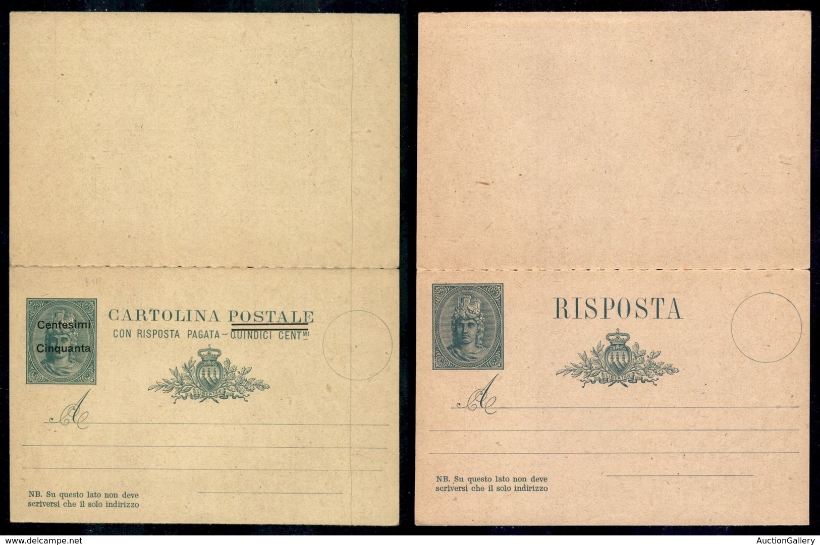DOCUMENTI - VARIE - CARTOLINE - San Marino - 1921 - Cartolina Postale Provvisoria 50 Cent + 15 (C9) - Nuova - Other & Unclassified