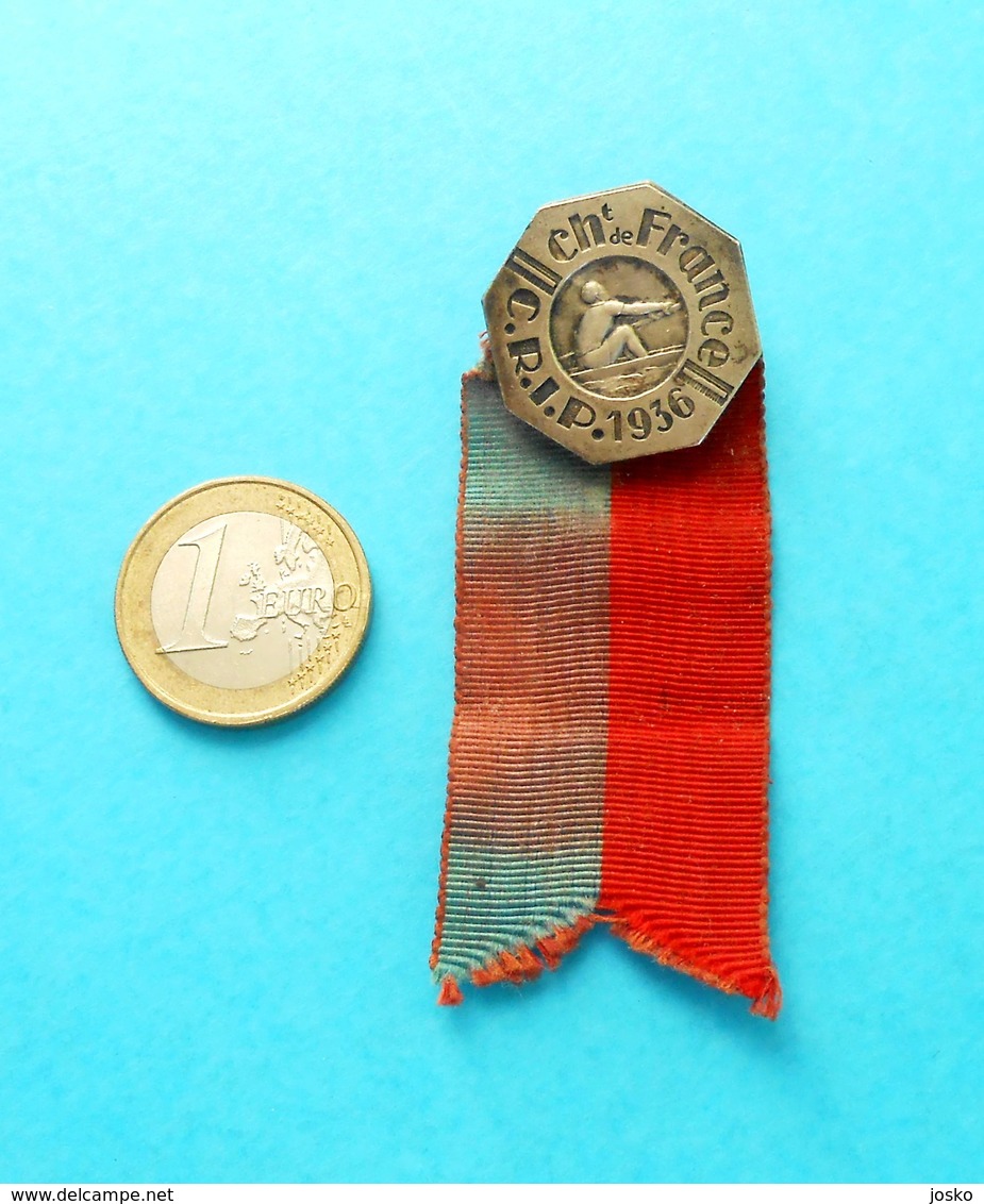 1936 FRENCH ROWING CHAMPIOSHIPS Old Participation Badge * Aviron Rudersport Rudern Rudernd Ruder Remo Remare Canottaggio - Rowing
