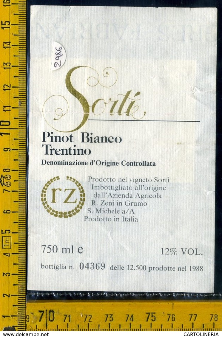 Etichetta Vino Liquore Pinot Bianco Vigneto Sorti S. Michele TN - Altri & Non Classificati