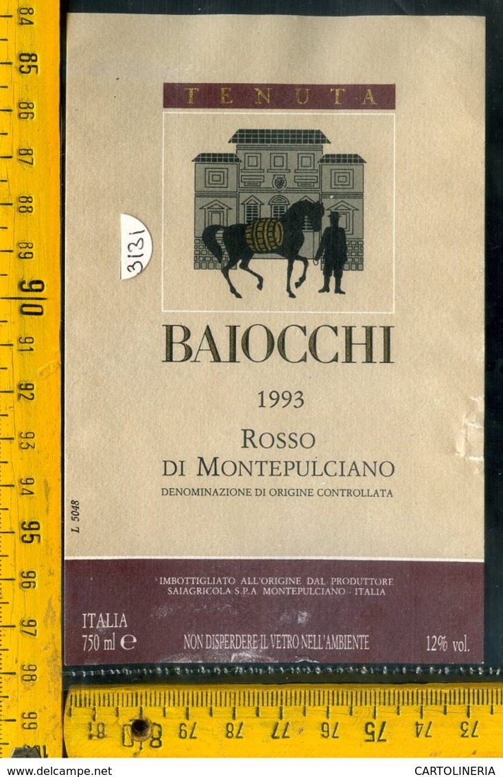 Etichetta Vino Liquore Rosso De Montepulciano 1993 Baiocchi - Altri & Non Classificati