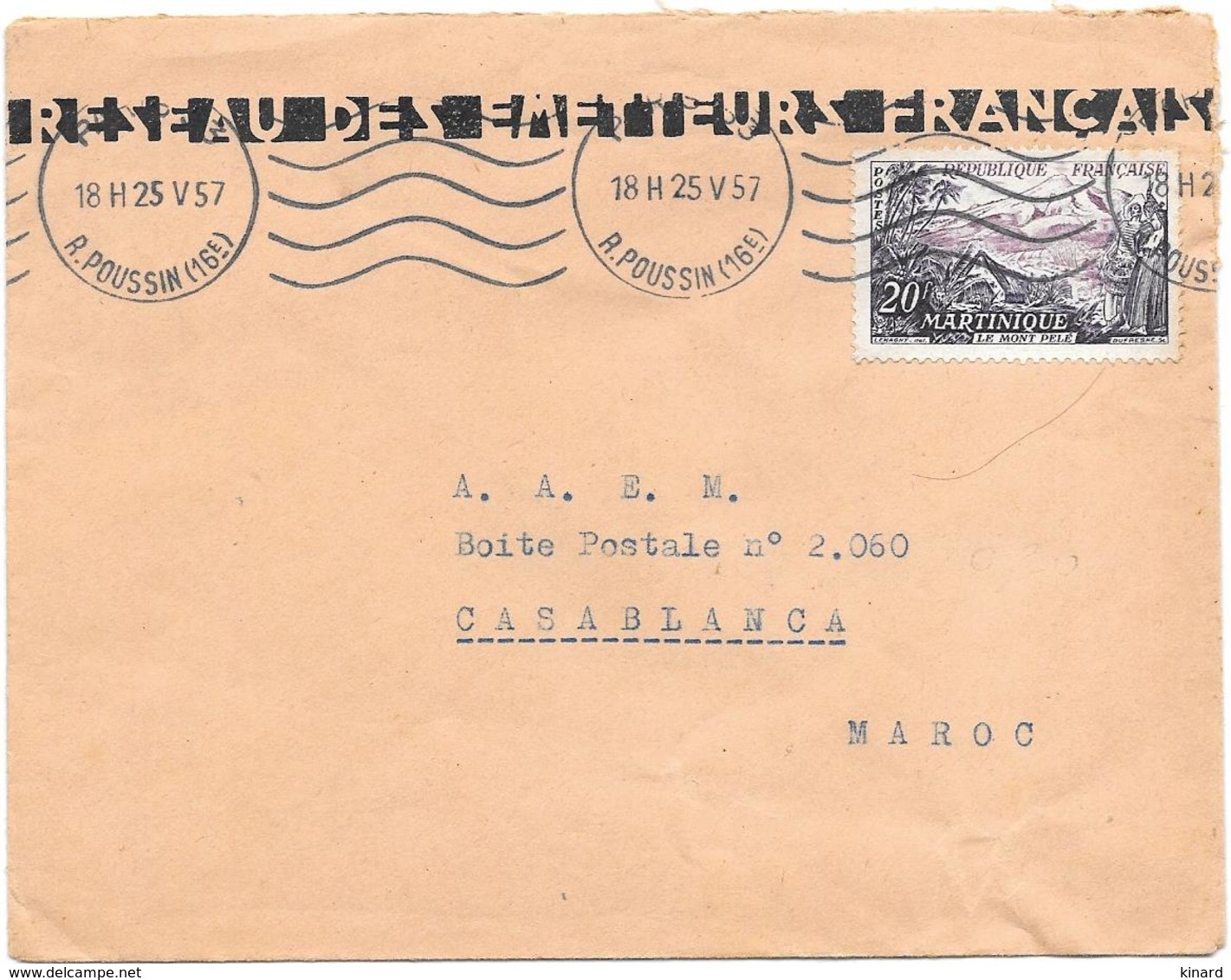 LETTRE . DE PARIS.. POUR CASABLANCA..MAROC..  N°1041.seul Sur Lettre.. A.F.N.... MAI1957.. TBE... - 1921-1960: Période Moderne