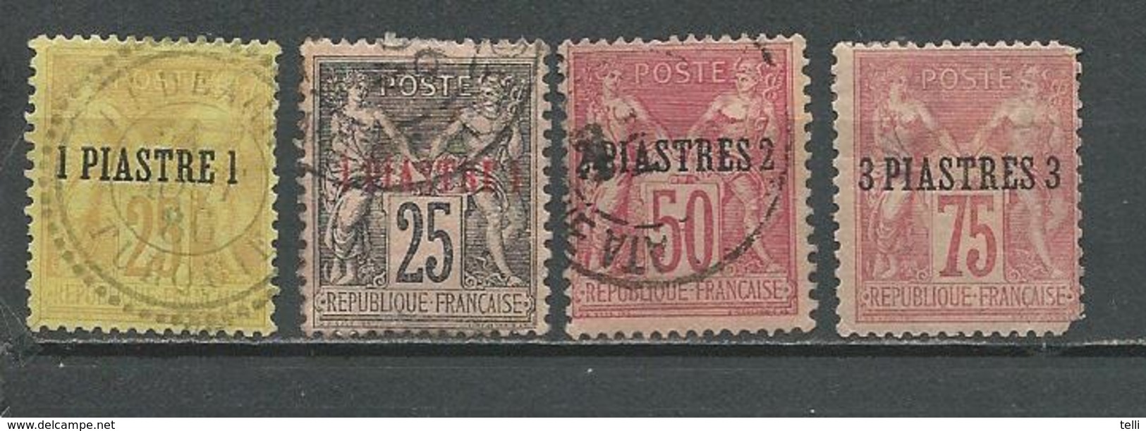 LEVANT Scott 1, 2, 3, 4Yvert 1, 4, 5, 2 (4) O Et * 35,00 $ 1895-1901 - Oblitérés