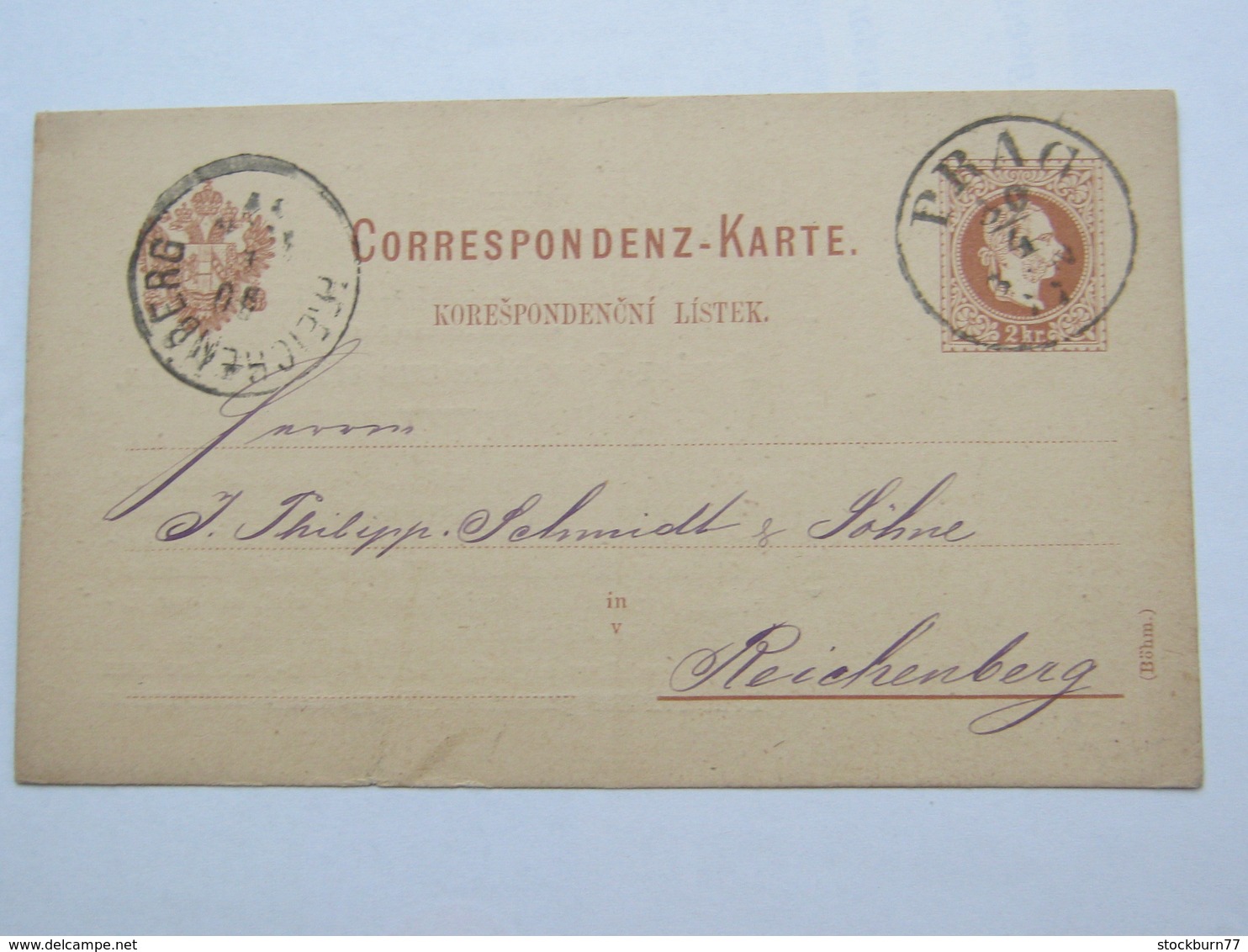 1877 , PRAG    , Klarer Stempel Auf Ganzsache  Mit Rs. Bildzudruck - Briefe U. Dokumente