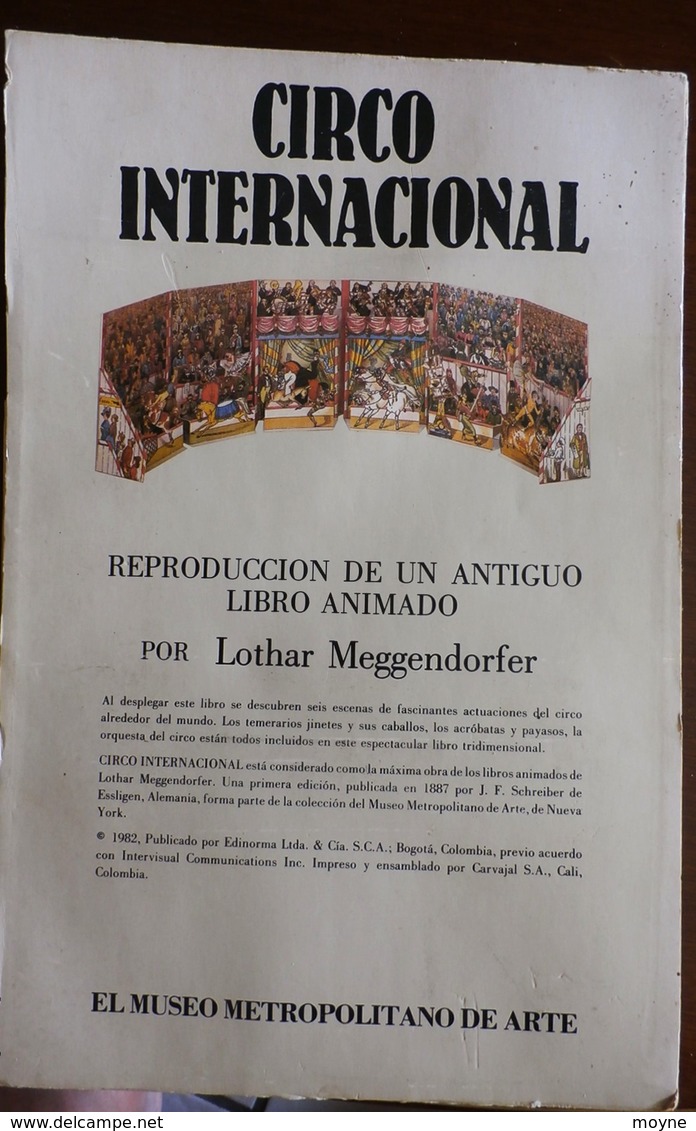 RARE LIVRE  POP - UP  " CIRCO  INTERNACIONAL  " de Lothar  Meggendorfer - en Espagnol  de 1982 CIRQUE INTERNATIONAL