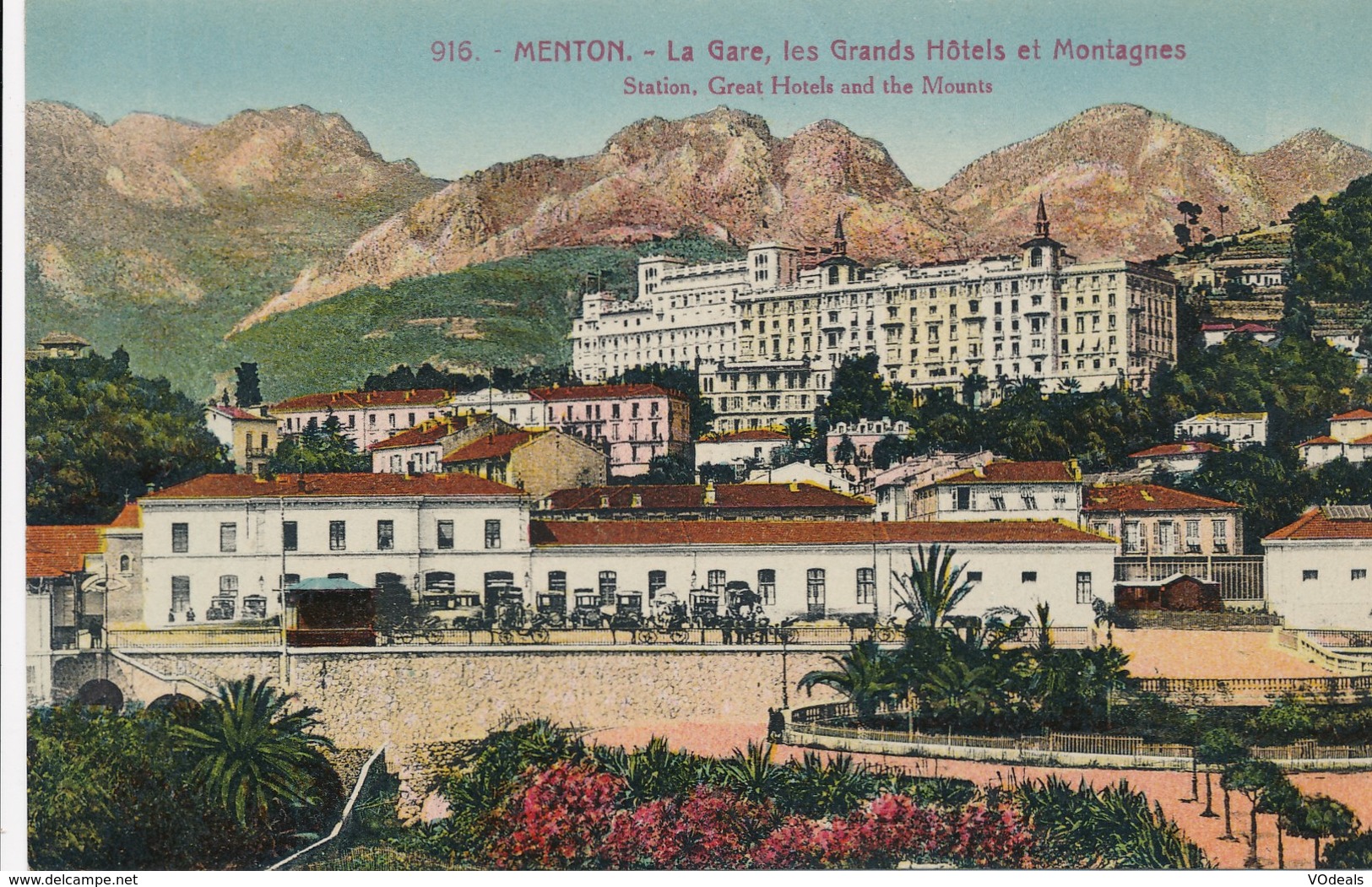 CPA - France - (06) Alpes Maritimes - Menton - La Gare, Les Grands Hôtels Et Montagnesl - Menton