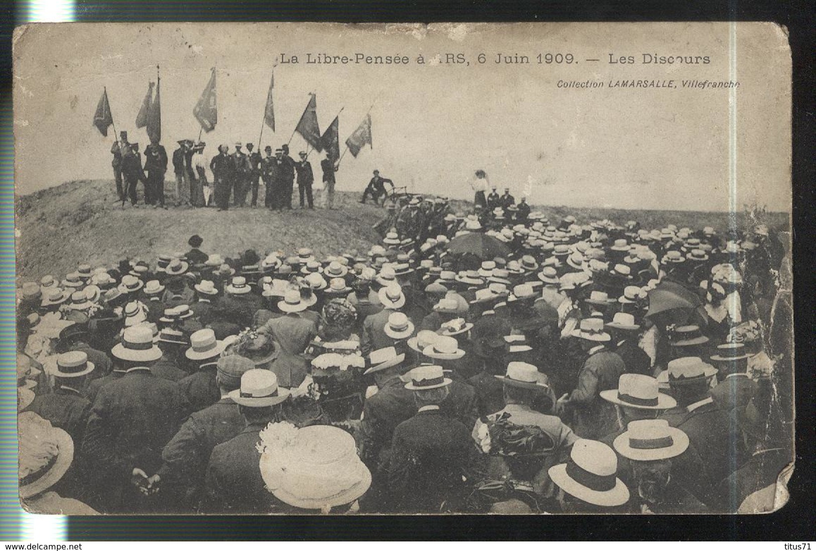 Cpa Ars - La Libre Pensée à Ars , 6 Juin 1909 - Les Discours - Circulée 1909 - Etat Moyen , Voir Photo - Ars-sur-Formans