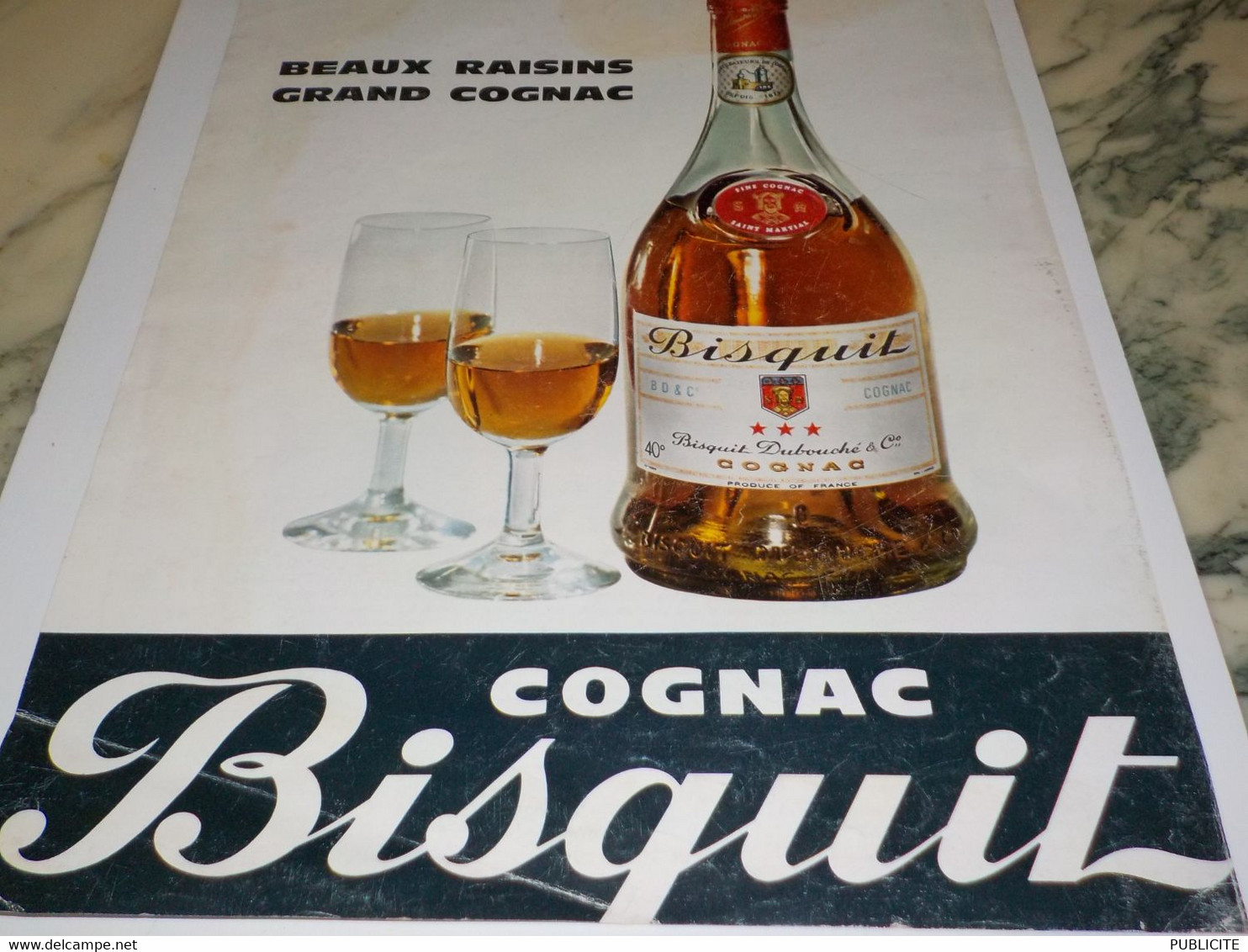 ANCIENNE PUBLICITE BEAUX RAISIN GRAND COGNAC BISQUIT 1968 - Alcools