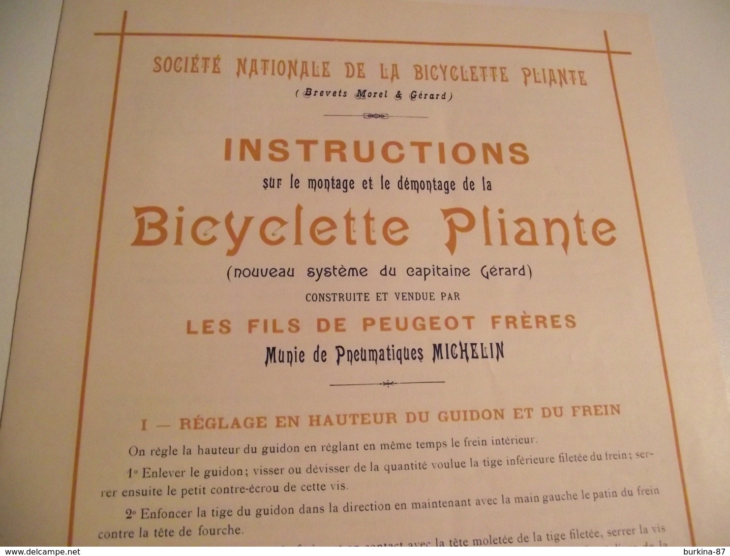 Société Nationale De La Bicyclette Pliante, 1901, Les Fils Peugeot Frères - Reclame