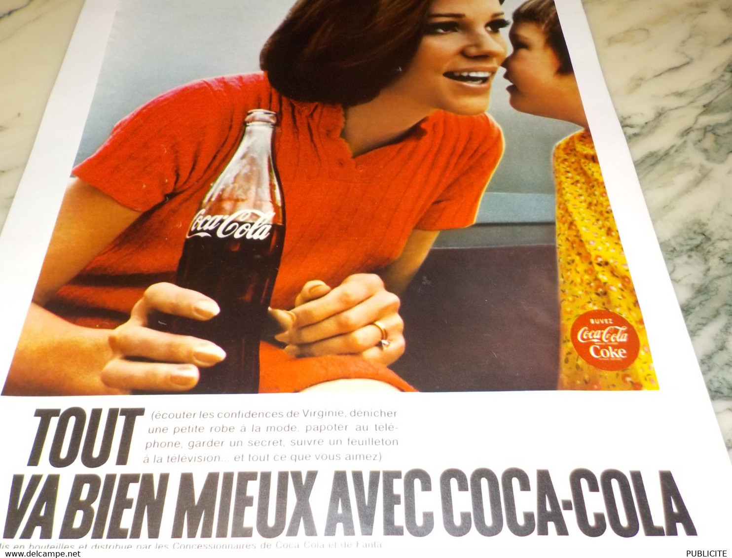 ANCIENNE PUBLICITE TOUT VA BIEN MIEUX AVEC   COCA COLA 1968 - Autres & Non Classés