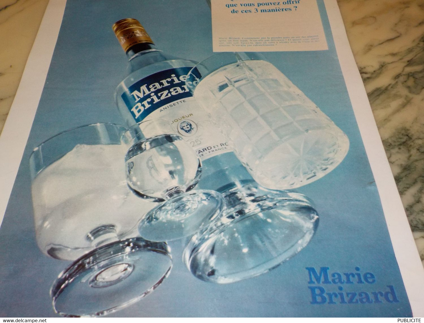 ANCIENNE PUBLICITE 3 MANIERES  MARIE BRIZARD 1968 - Alcools