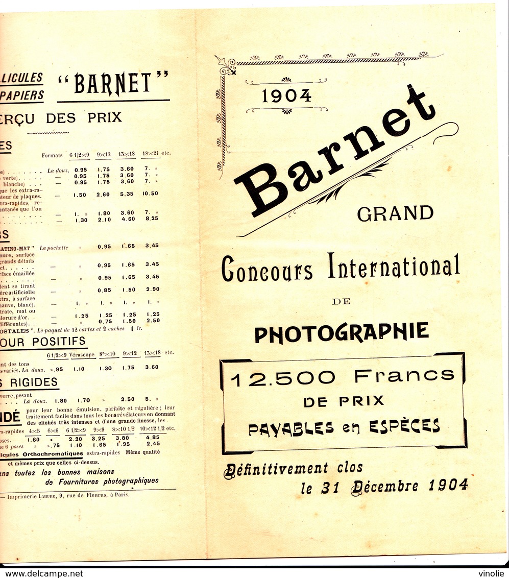 VP TGF 2019 : CONCOURS  INTERNATIONAL DE PHOTOGRAPHIE. BARNET 1904. - Autres & Non Classés