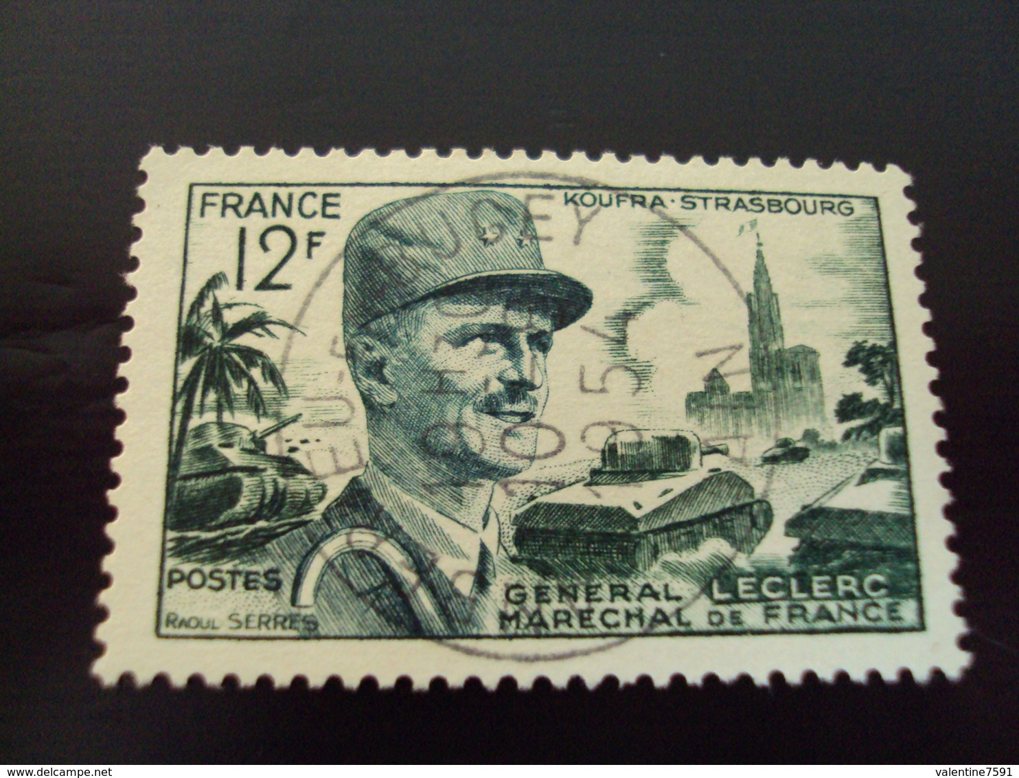 1954   -timbre Oblitéré N°  984  "   Leclerc 12 F Vert    "        Net 1.50 - Oblitérés