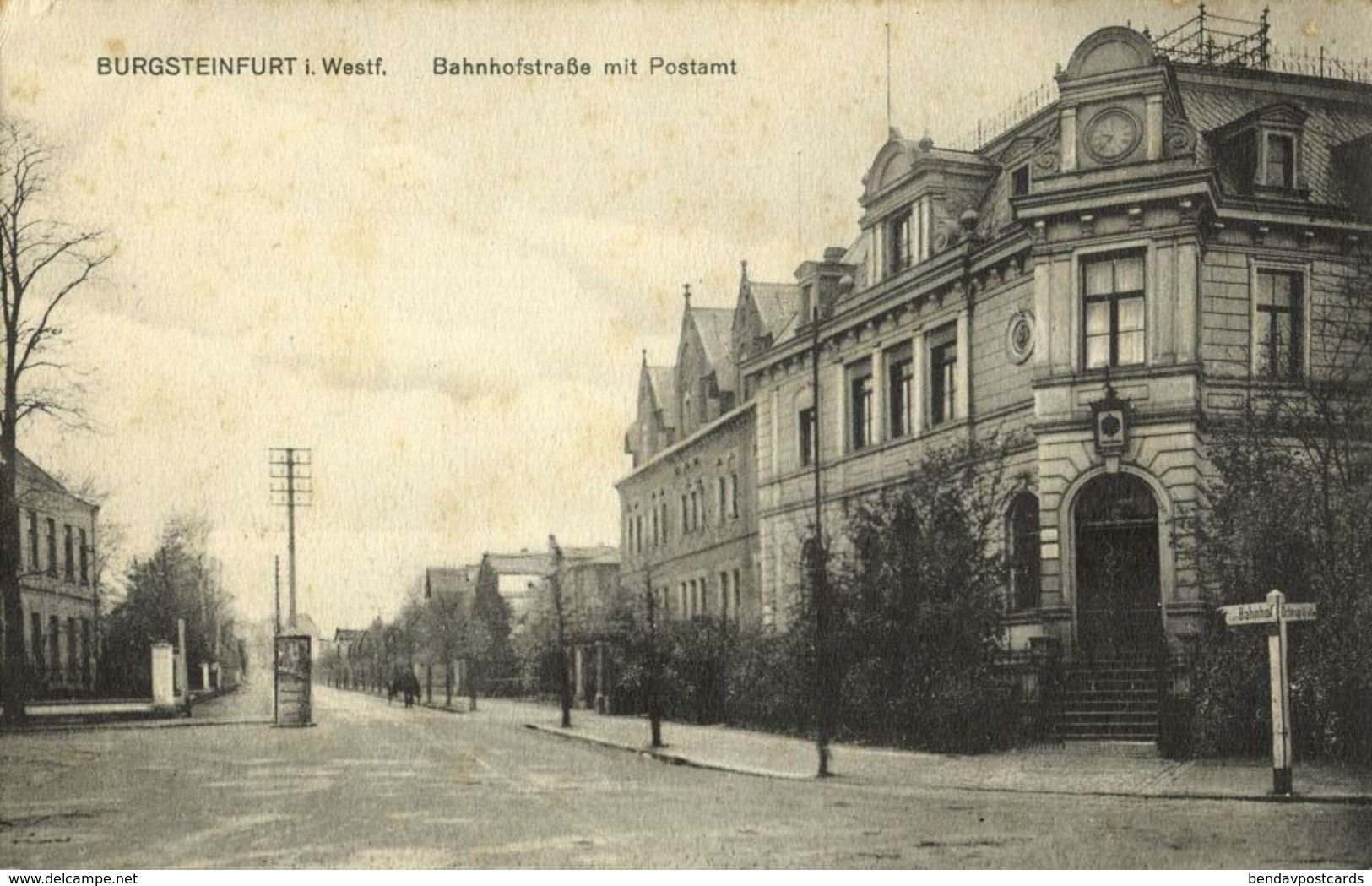 BURGSTEINFURT, Bahnhofstrasse Mit Postamt (1910s) AK - Steinfurt