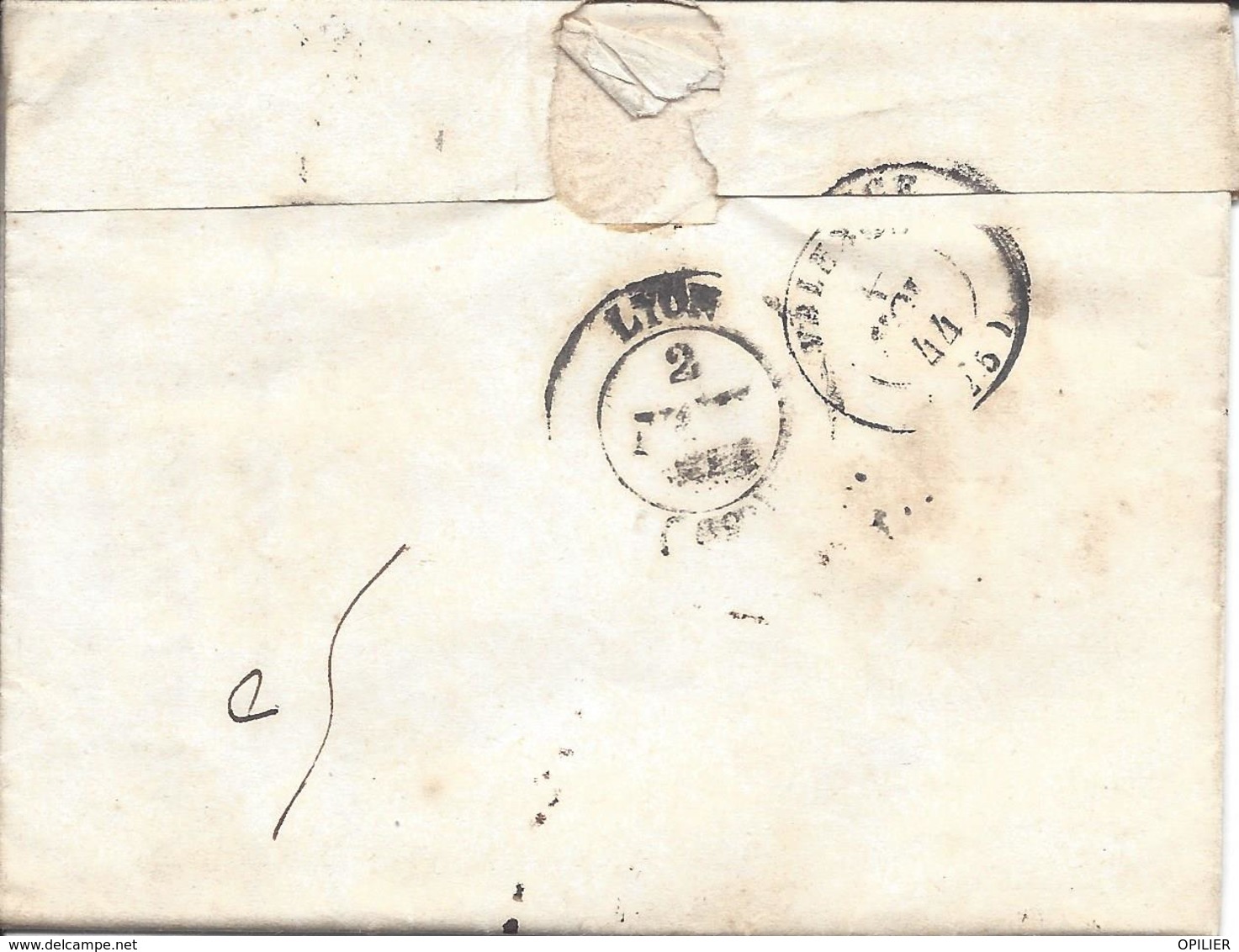 JOYEUSE ARDECHE 5 Lettres Avec Cachet 12 Pour LYON (3 De 1844 + 2 De 1848) - 1801-1848: Precursori XIX