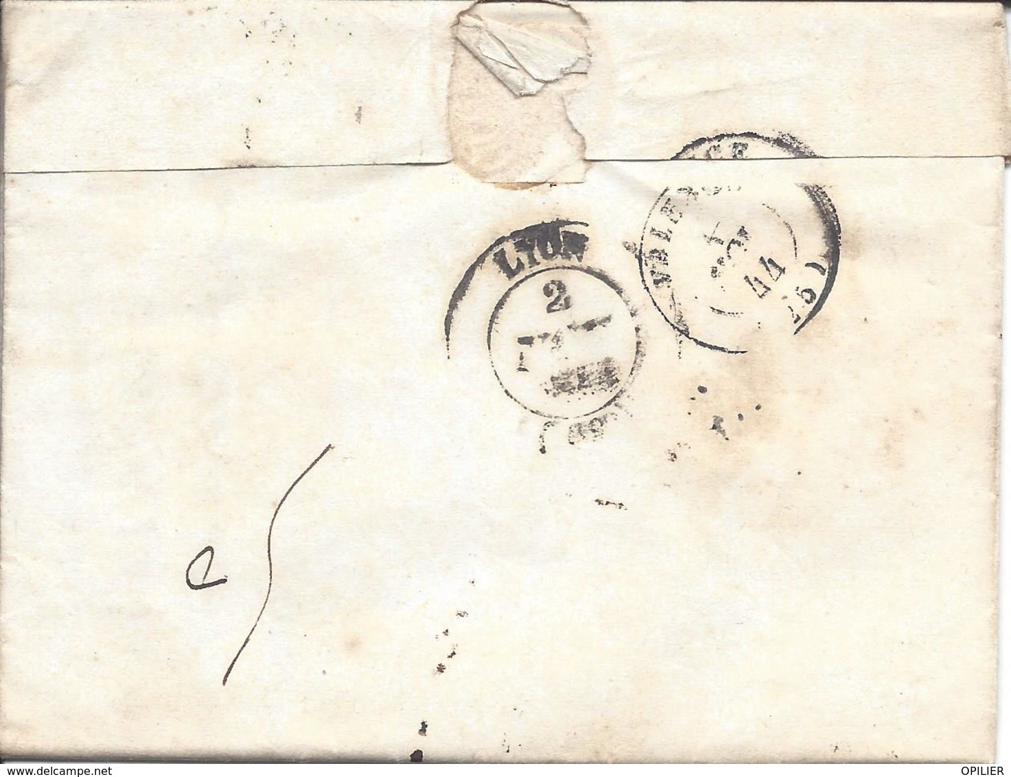 JOYEUSE ARDECHE 5 Lettres Avec Cachet 12 Pour LYON (3 De 1844 + 2 De 1848) - 1801-1848: Précurseurs XIX