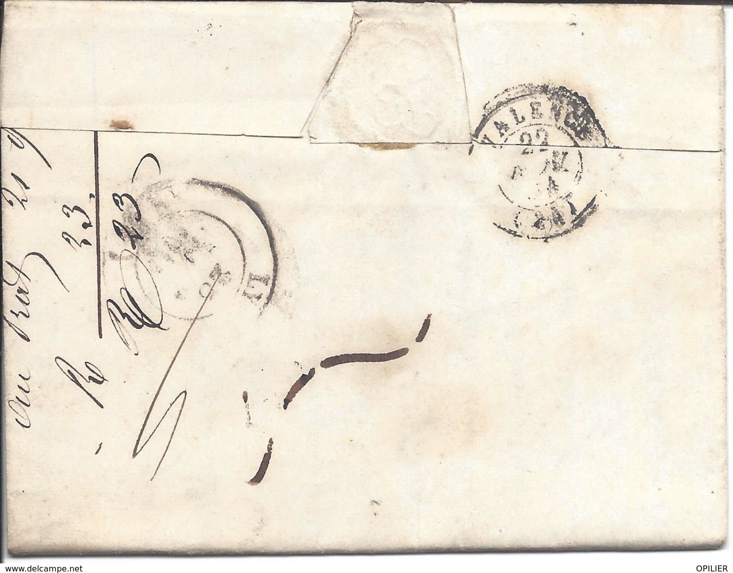 JOYEUSE ARDECHE 5 lettres avec cachet 12 pour LYON (3 de 1844 + 2 de 1848)