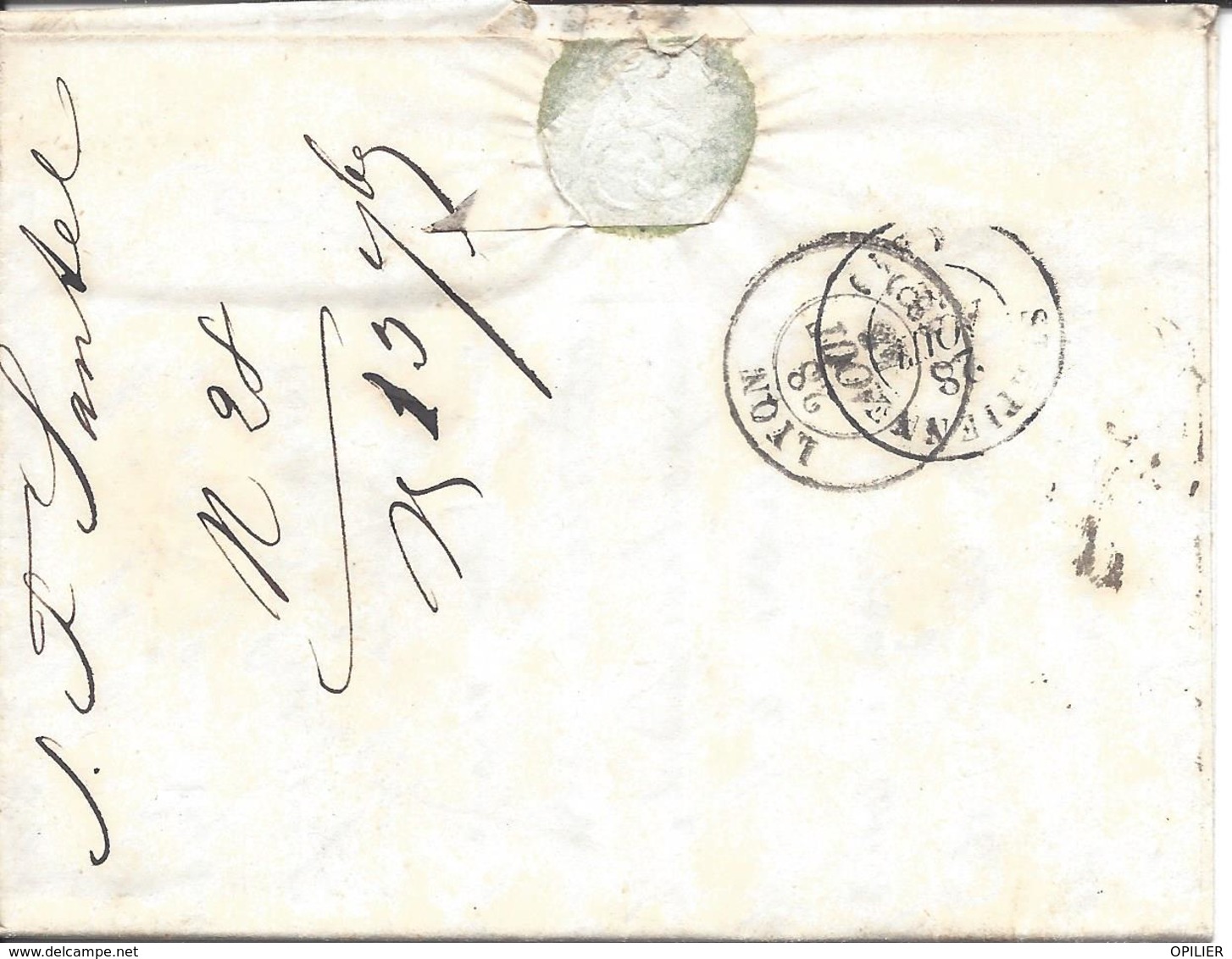 JOYEUSE ARDECHE 5 lettres avec cachet 12 pour LYON (3 de 1844 + 2 de 1848)