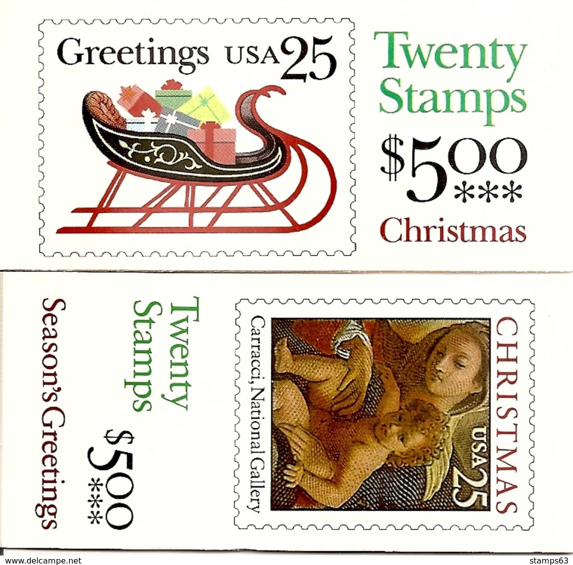 UNITED STATES (USA), 1989, Booklet 167/68, Christmas, Mi 0-129/130 - 1941-80