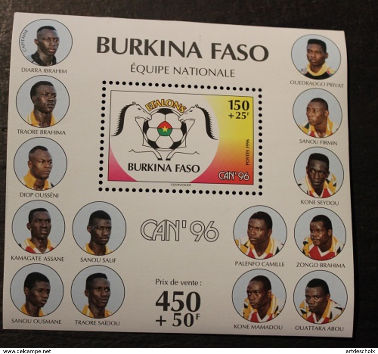 BURKINA FASO BLOC N° 59    FOOT CAN 96,  NEUF - Burkina Faso (1984-...)