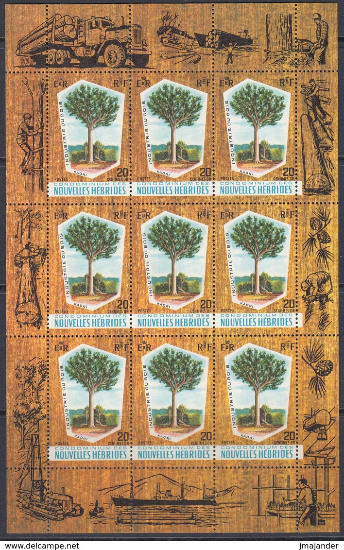 New Hebrides (French) 1969 - Kauri Pine, Timber Industry - Miniature Sheet Mi 278 ** MNH - Blocs-feuillets