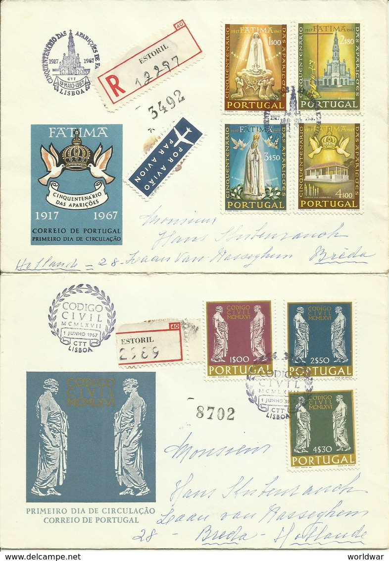 1964-65  4 Different FDC With Pairs Or Complete Sets - 3 Sent As Registered Letters To Breda, Holland  Fatima - FDC