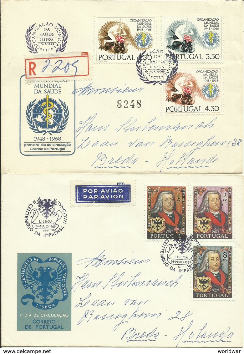 1968-69  4 Different FDC With Pairs Or Complete Sets - 1 Sent As Registered Letter To Breda, Holland - FDC