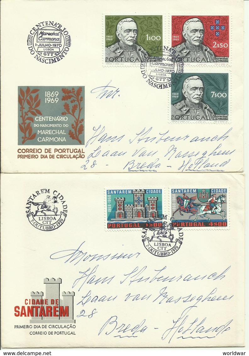 1970-71  4 Different FDC With Pairs Or Complete Sets - Sent As  LetterS To Breda, Holland - FDC