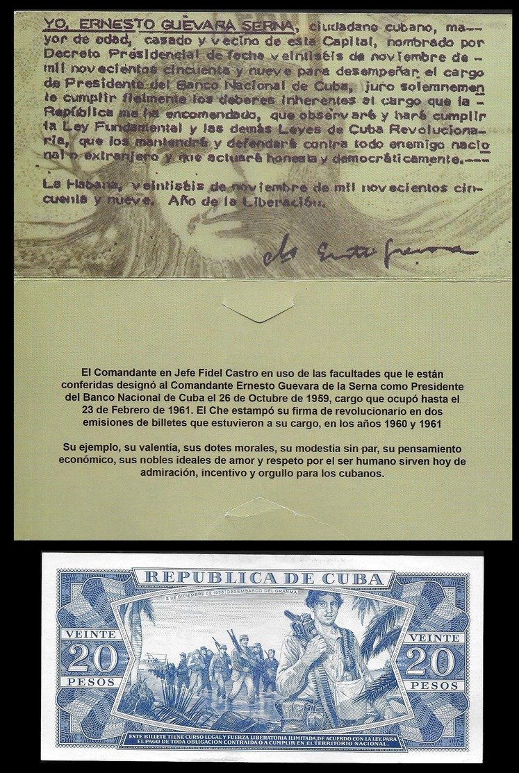 CUBA. Commemorative Cover With Banknote $20 Cuban Pesos With Che Guevara Signature. 1961 - Cuba