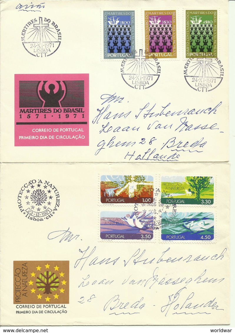1971  4 Different FDC With Pairs Or Complete Sets - Sent As  Letters To Breda, Holland - FDC