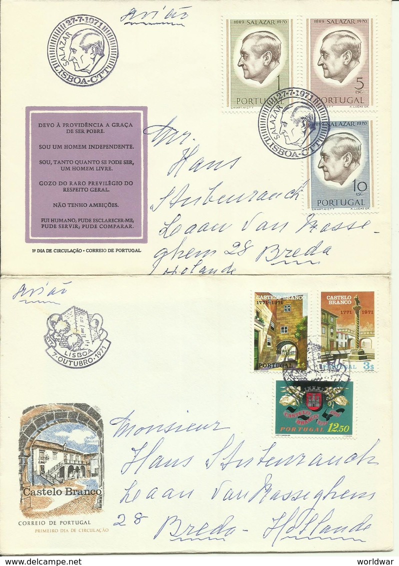 1971  4 Different FDC With Pairs Or Complete Sets - Sent As  Letters To Breda, Holland - FDC